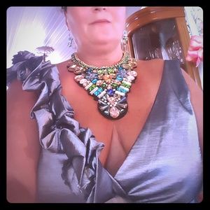 Runaway geometric abstract Crystal statement necklace new BY BEAU DEFI